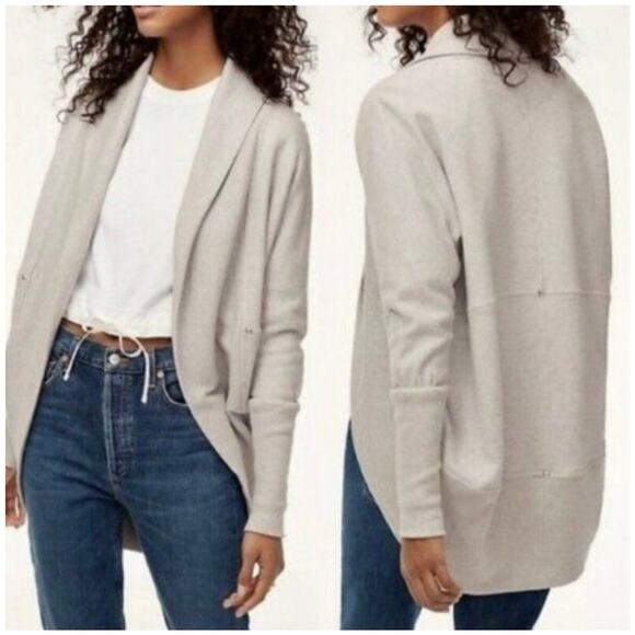 Aritzia Wilfred Open Cardigan Diderot Cocoon Space Dye Cotton Modal Cream Gray M - Picture 1 of 6